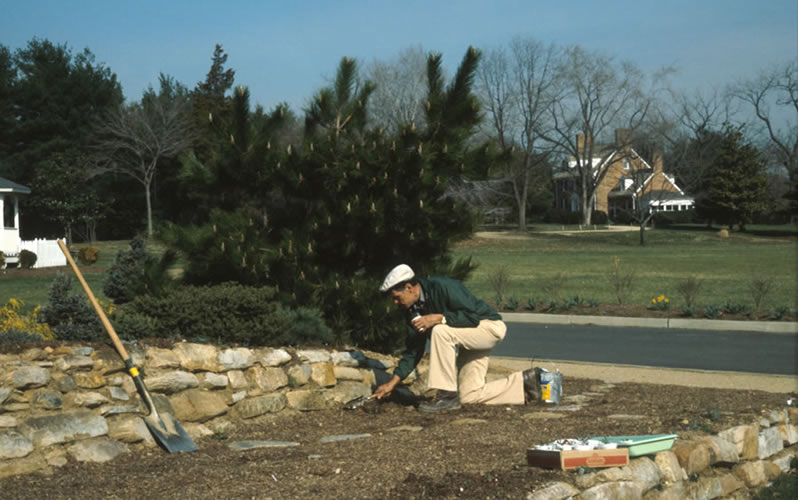 Don Humphrey in the rock garden - circa 1980